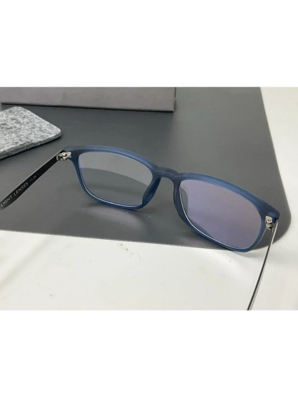 Gry Mattr Reading Glasses Slate Blue Frame WITTY Blue Light Blocking + 1.25